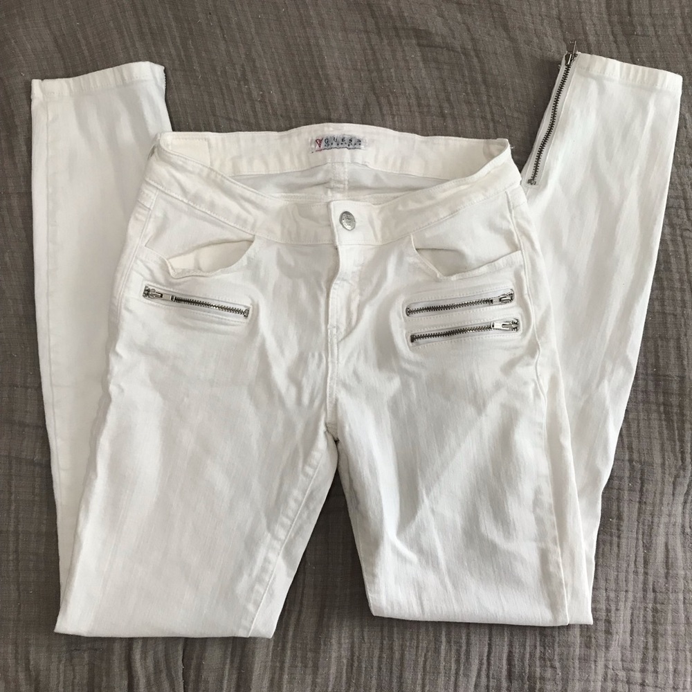 Guess white skinny jeans 28